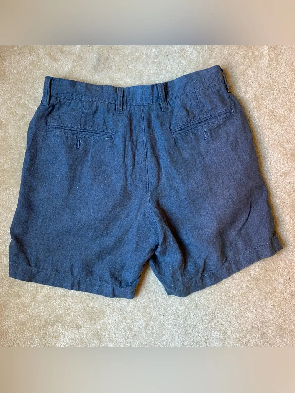 J. Crew Men's Preppy Casual Navy Blue Linen 7” Shorts Size 28” Waist